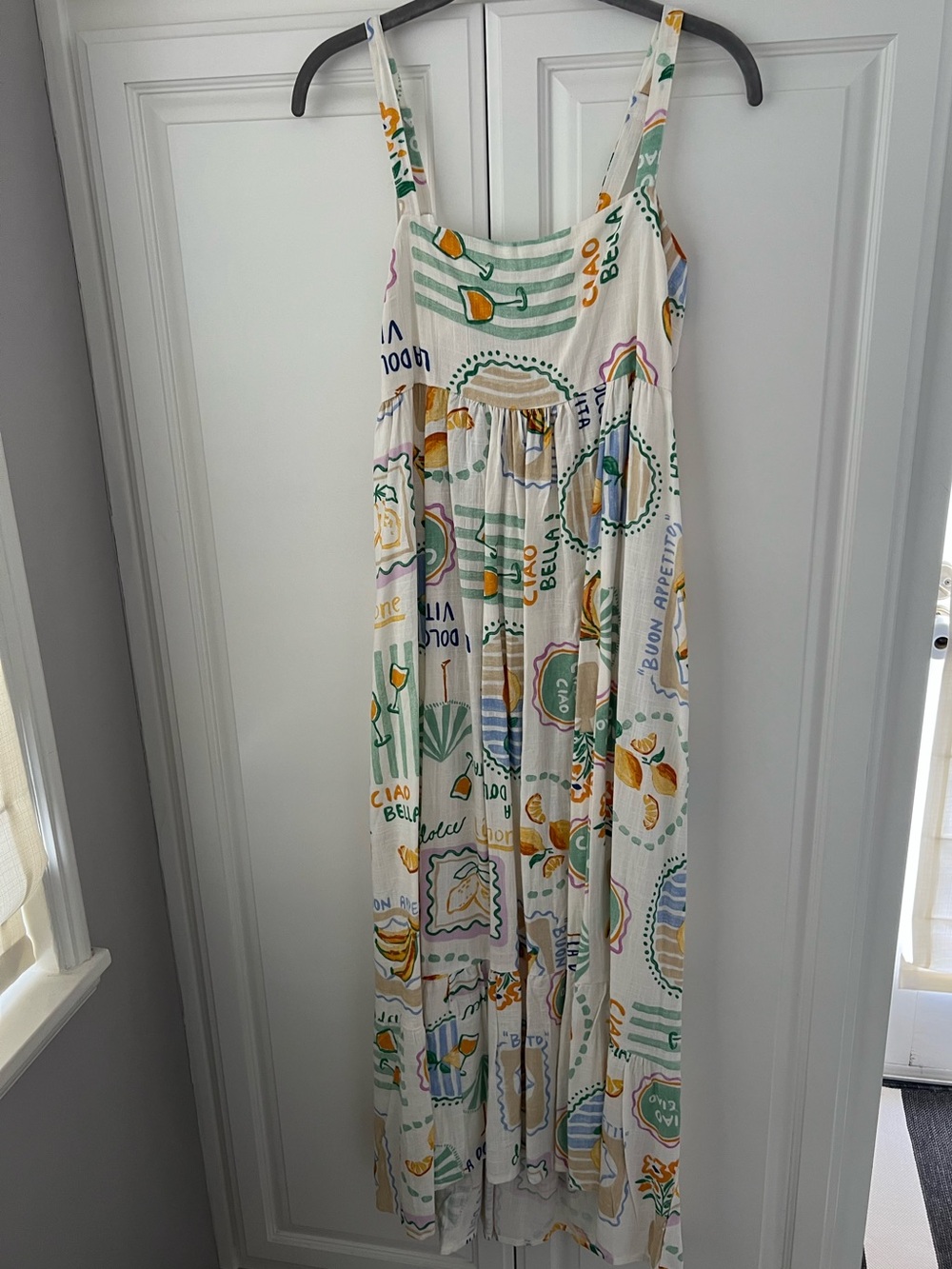 White Maxi Dress with Colorful Summer Print
